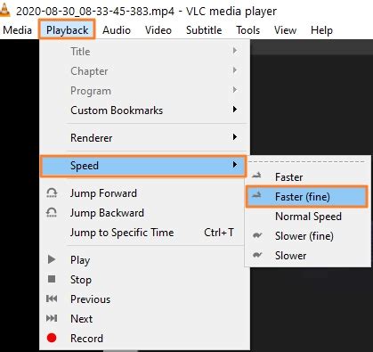 how to increase speed in vlc pc