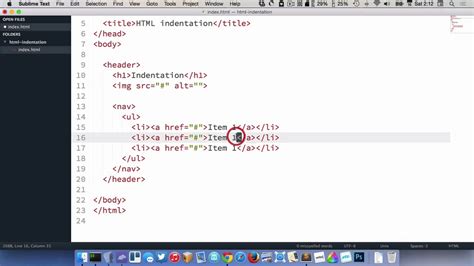 how to indent html code in visual studio