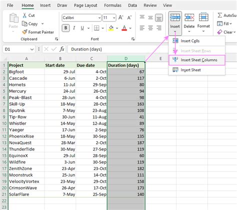 how to insert 1 10 in excel