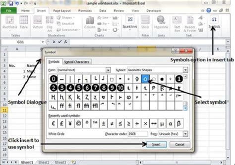 how to insert 1 4 symbol in excel