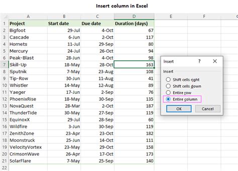 how to insert 1 in excel
