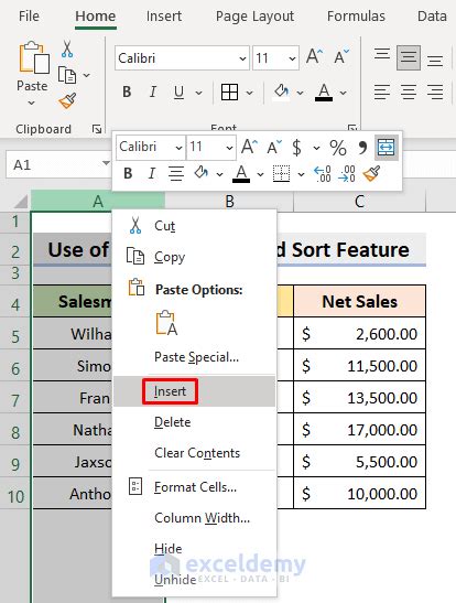 how to insert 10 rows below in excel