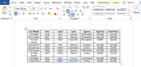 how to insert a big excel table in word