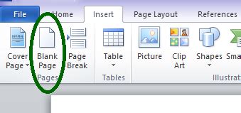 how to insert a blank page at the end in word