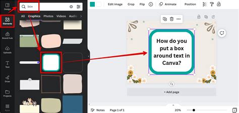 how to insert a box in canva