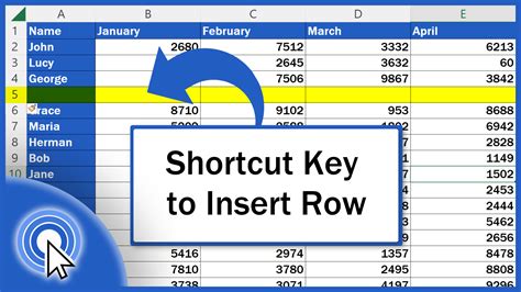 how to insert a cell in excel shortcut