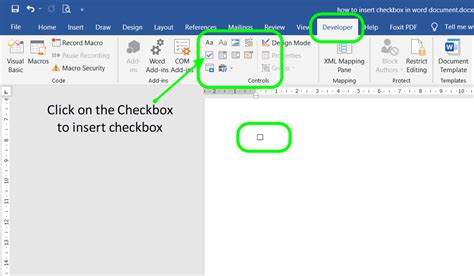 how to insert a checkbox content control in word