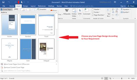 how to insert a cover page in docs