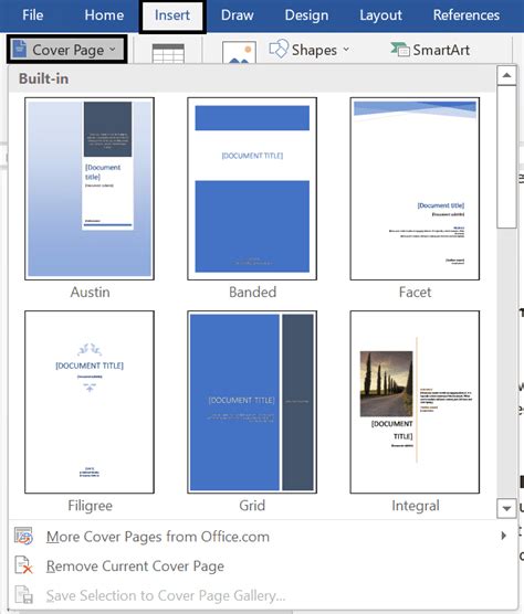 how to insert a cover page without header