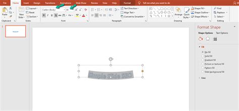 how to insert a curved text box in powerpoint