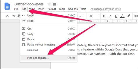 how to insert a dash on google docs