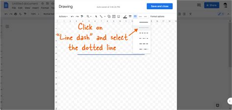 how to insert a dashed line in google docs