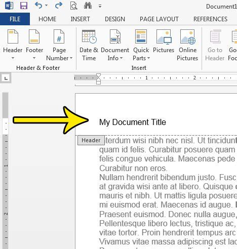 how to insert a document title in word