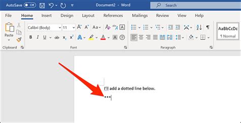 how to insert a dotted line in word document