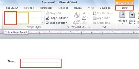 how to insert a fillable underline in word