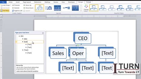 how to insert a hierarchy chart in word