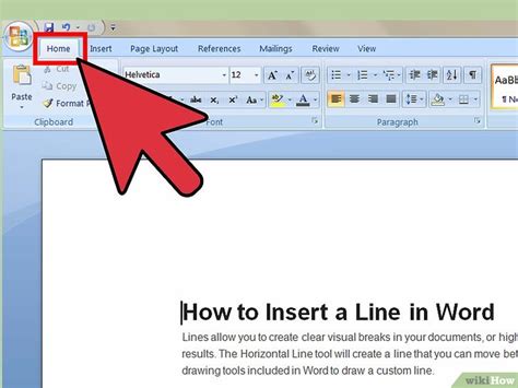how to insert a line in word document