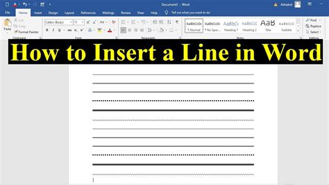 how to insert a line in word from keyboard