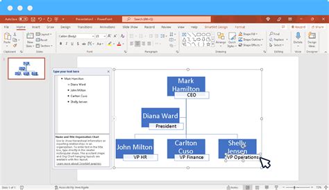 how to insert a name and title organization chart in powerpoint