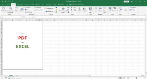 how to insert a pdf page into excel