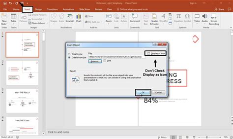 how to insert a powerpoint into a word document