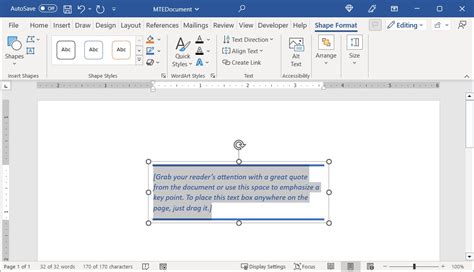 how to insert a small text box in word
