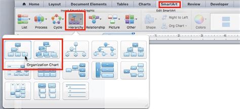 how to insert a structure chart in word