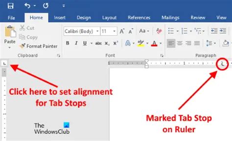 how to insert a tab stop in microsoft word