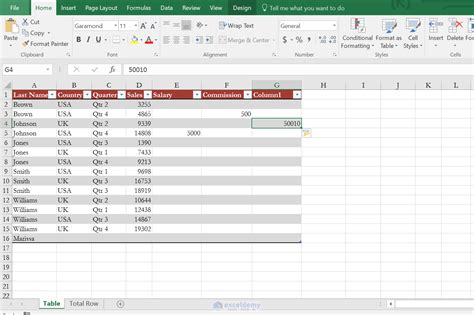 how to insert a table in excel column