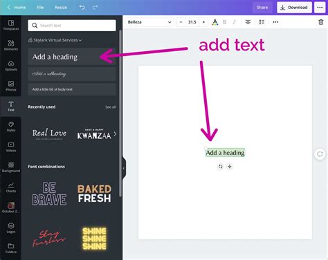 how to insert a text box in canva