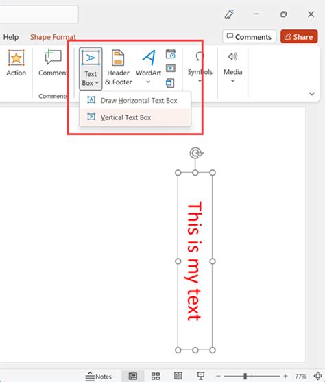 how to insert a vertical text box in powerpoint