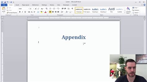 how to insert an appendix in a word document