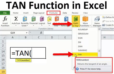 how to insert arctan in excel