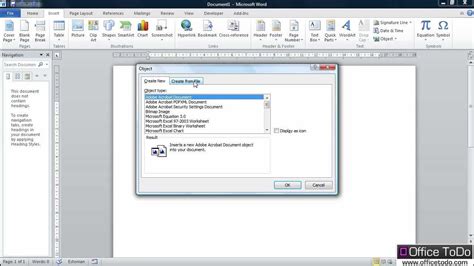 how to insert attachment in microsoft word