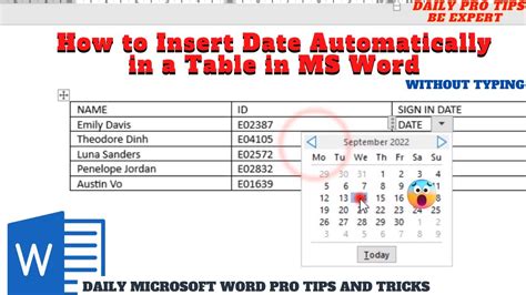 how to insert auto table in word