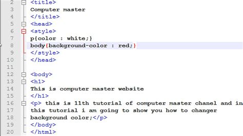 how to insert background color in html using notepad