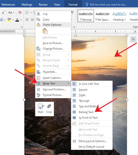 how to insert background image in word without covering text