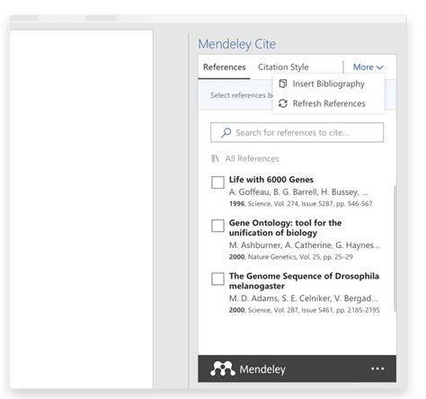 how to insert bibliography in word using mendeley cite