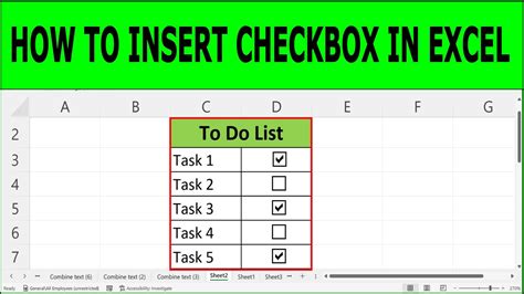 how to insert check box in excel formula