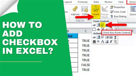 how to insert checkbox in excel cell controls