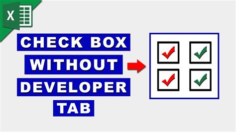 how to insert checkbox in excel cell without developer tab