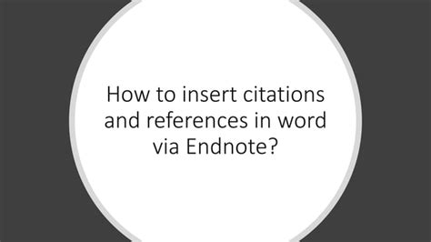 how to insert citation in word from endnote online