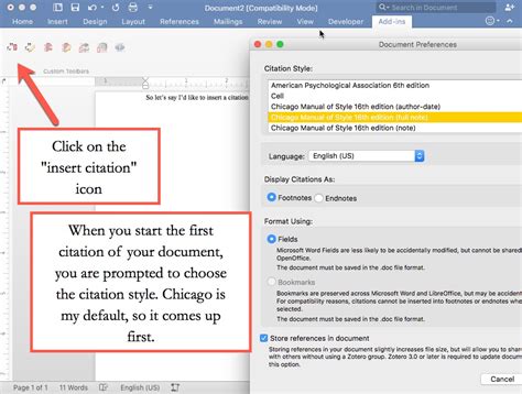 how to insert citation in word using zotero