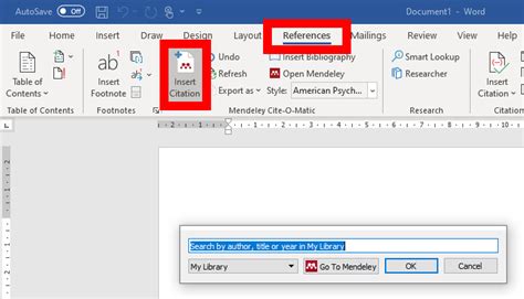 how to insert citation mendeley in word