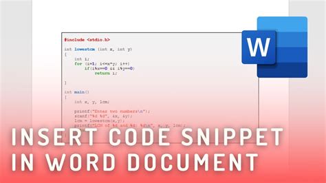 how to insert code snippet in word document