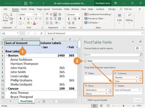 how to insert comment column in pivot table