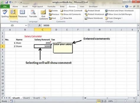 how to insert comment in excel 2010