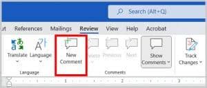 how to insert comment in ms word document