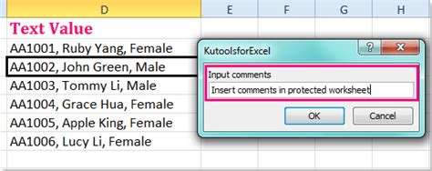 how to insert comment in protected excel sheet