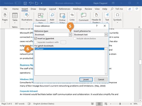 how to insert cross reference link in word